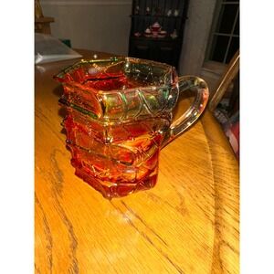 Vintage Amber Glass Mug Stacked Books Design Heavy Unique Gift Barware